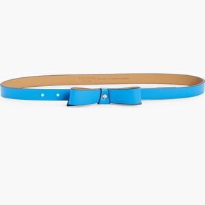 KATE SPADE SKINNY PATENT SHOESTRING BOW BELT BLUE SIZE SMALL NWT